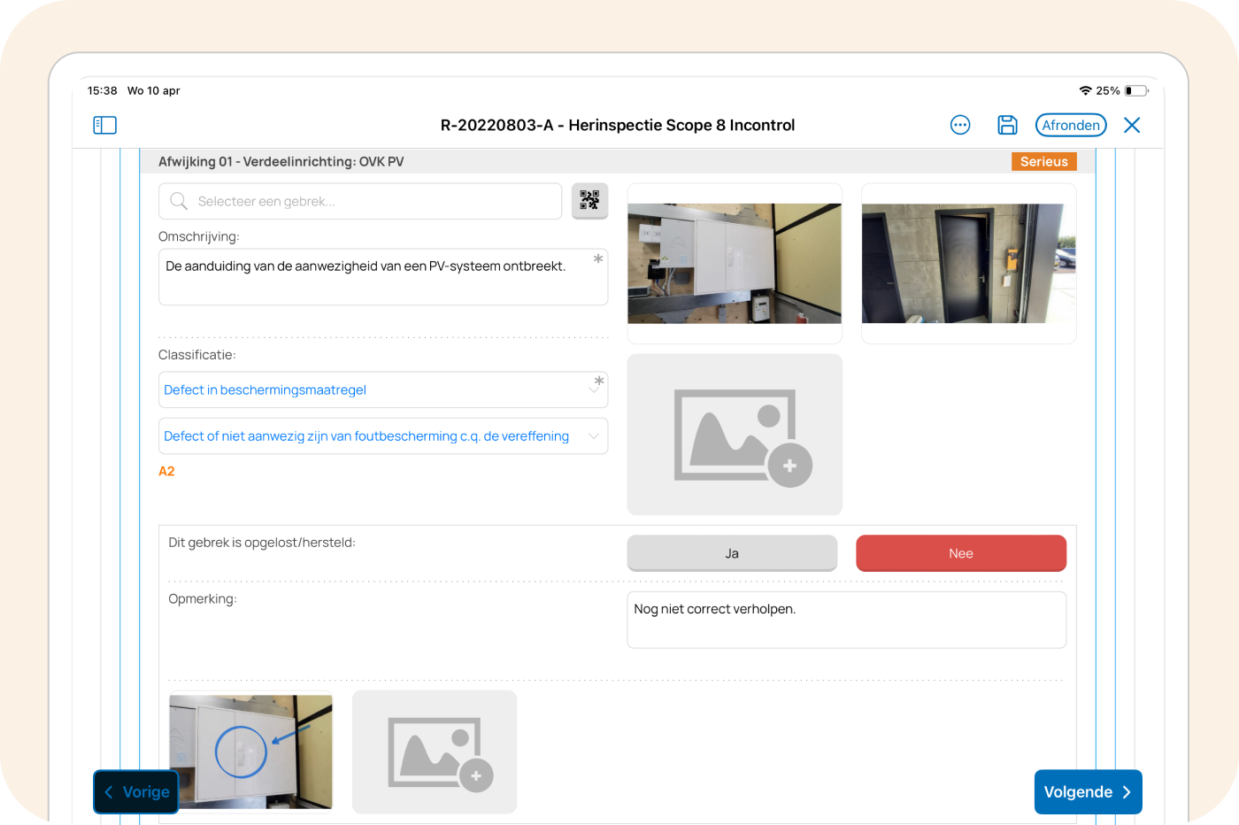 The mobile app for Scope 8 inspections